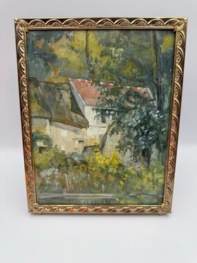 Vintage Gold Colored Ornate Metal Footed Picture Frame Wall Or Desktop